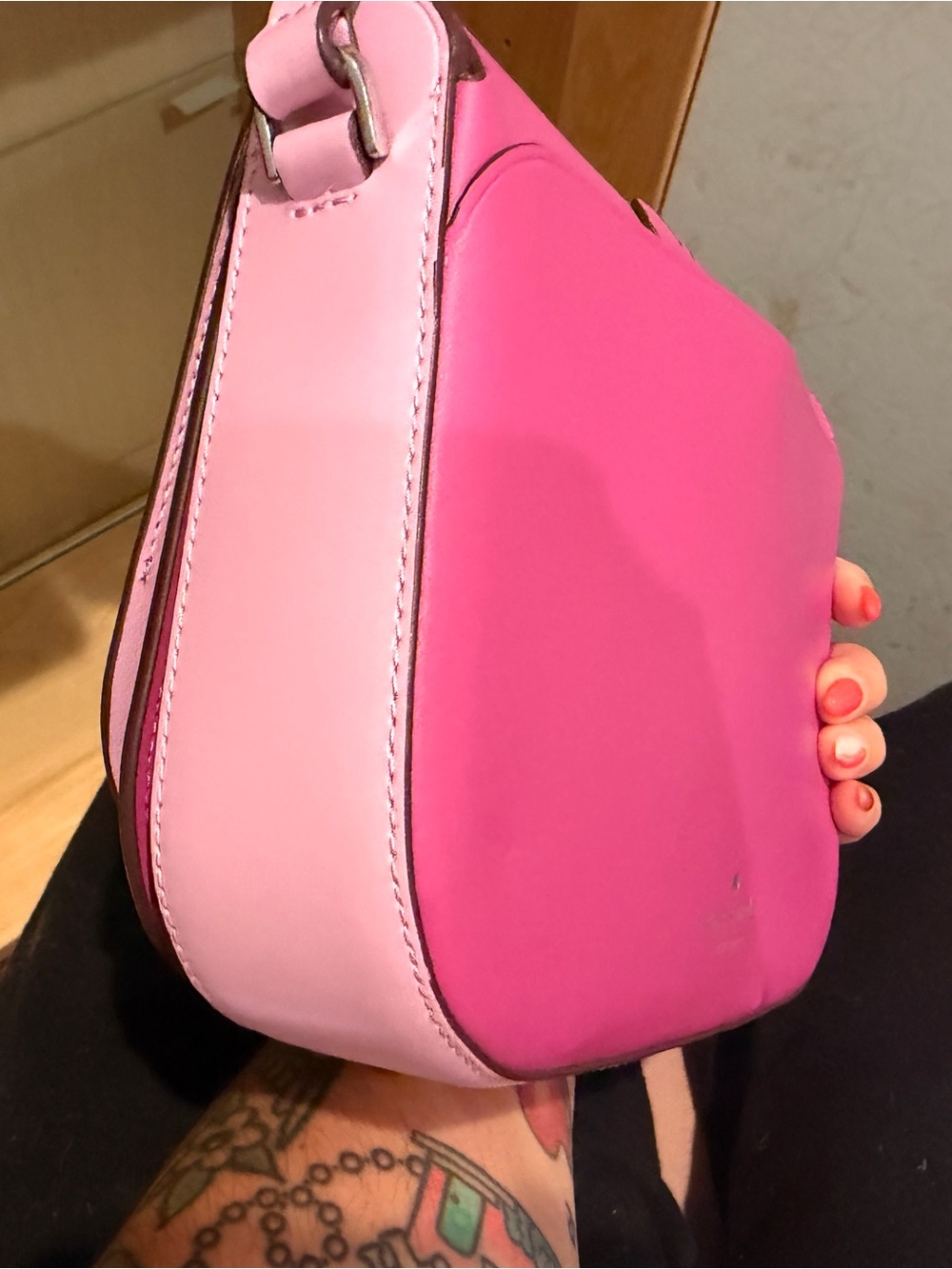kate spade magenta purple-pink-ish with Leather Crossbody with Heart/spade desig - Picture 2 of 6